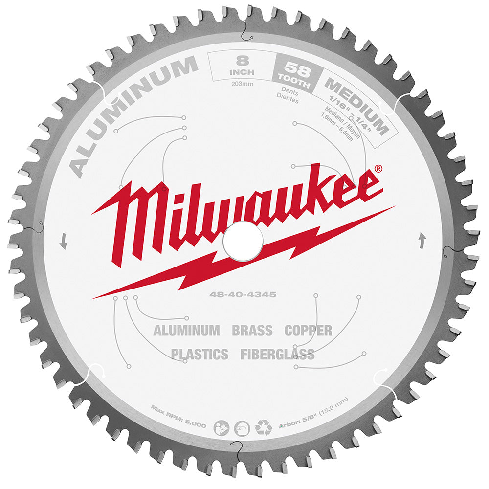 Milwaukee Electric 8" 58T Aluminum Csb, 5/8" - MLW-48-40-4345 | MFVCanada.com