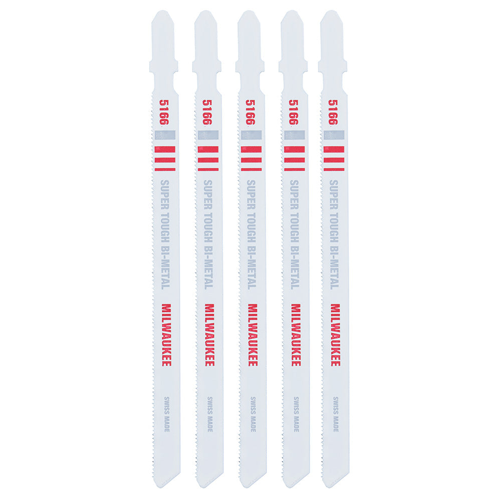 Milwaukee Electric Jig Saw Blade, 5-1/4" X 24 Tpi, Metal Cutting, Bi-Metal, T-Shank, Pack Of 5 - MLW-48-42-5166 | MFVCanada.com