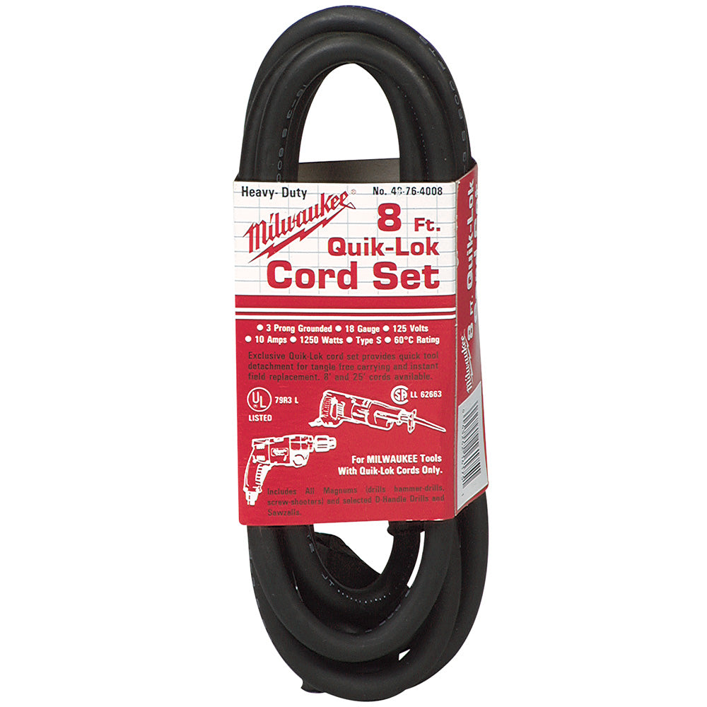 Milwaukee Electric 8' Quik-Lok Cord Set - MLW-48-76-4008 | MFVCanada.com
