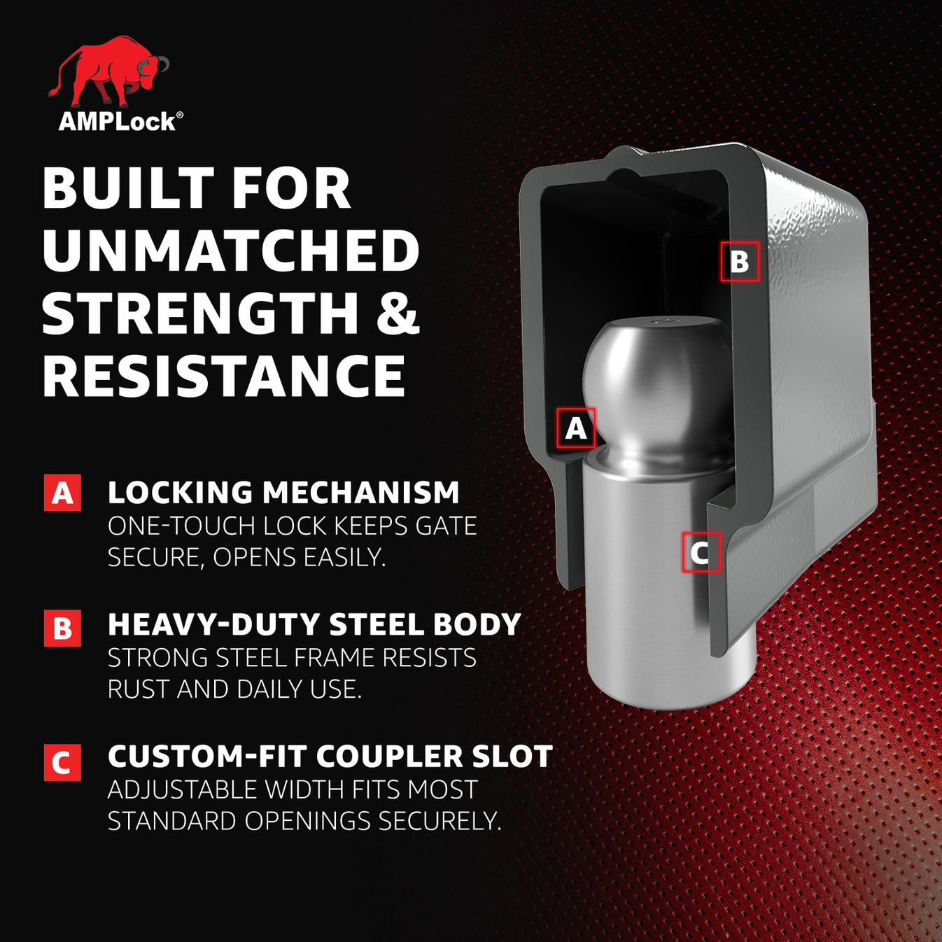 AMPLock Ball Coupler Lock Square Edge Design - BRU-2516 | MFVCanada.com