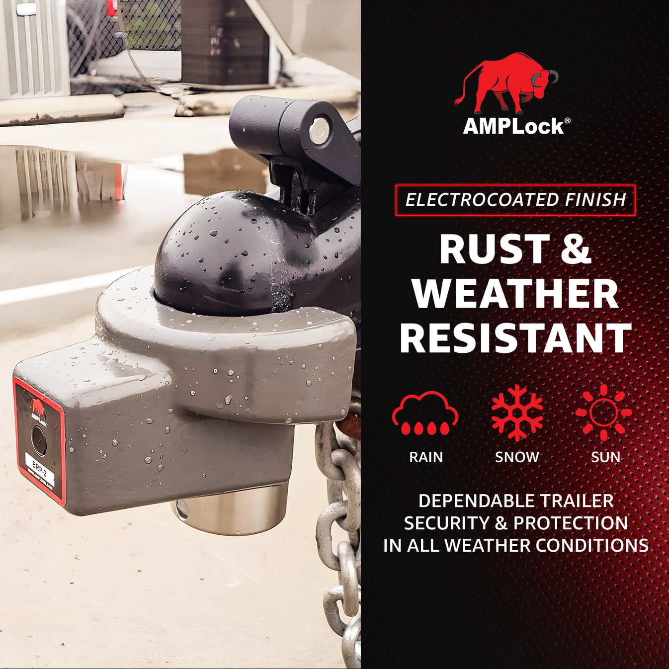 AMPLock Ball Coupler Lock - Flat Lip Design/Standard Trailer - BRP-2 | MFVCanada.com