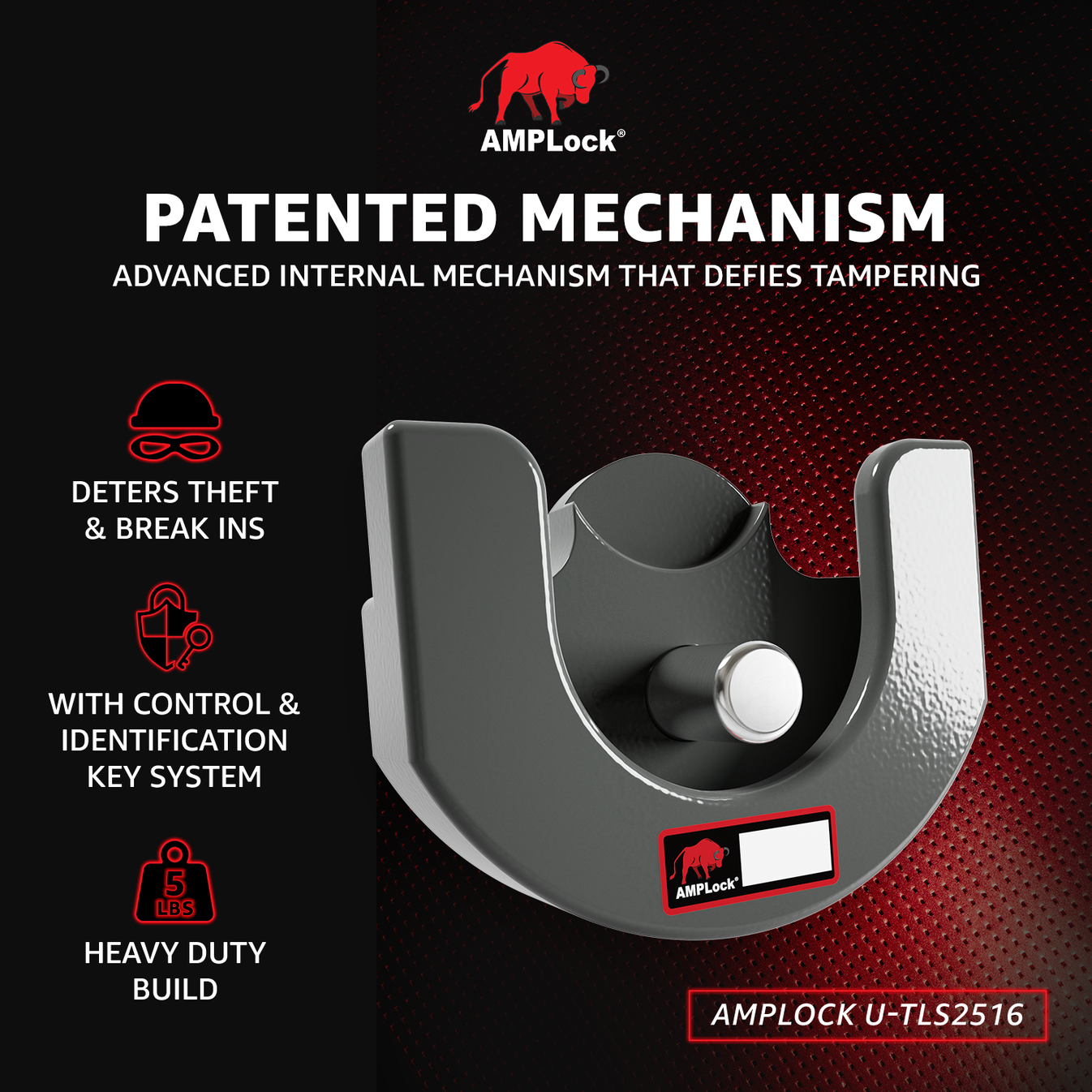 AMPLock Ball Coupler Lock - Flat Lip Design/Standard Trailer - TLS-2516 | MFVCanada.com