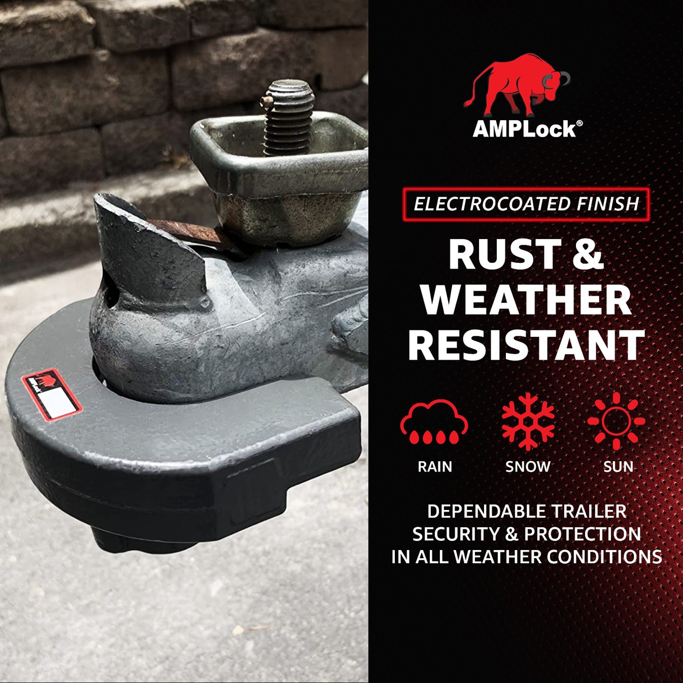 AMPLock Ball Coupler Lock - Flat Lip Design/Standard Trailer - TLS-2516 | MFVCanada.com