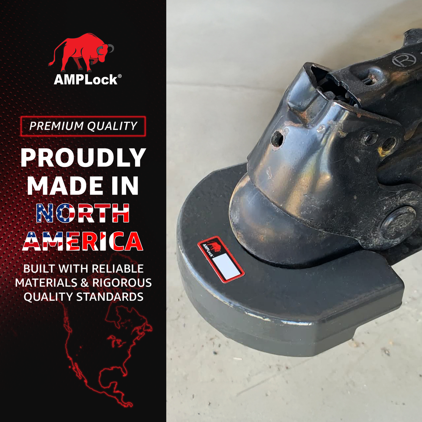 AMPLock Ball Coupler Lock - Flat Lip Design/Standard Trailer - TLS-2516 | MFVCanada.com