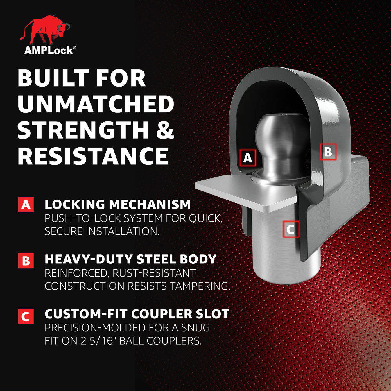 AMPLock Ball Coupler Lock No Lip Design - BRA-2516 | MFVCanada.com