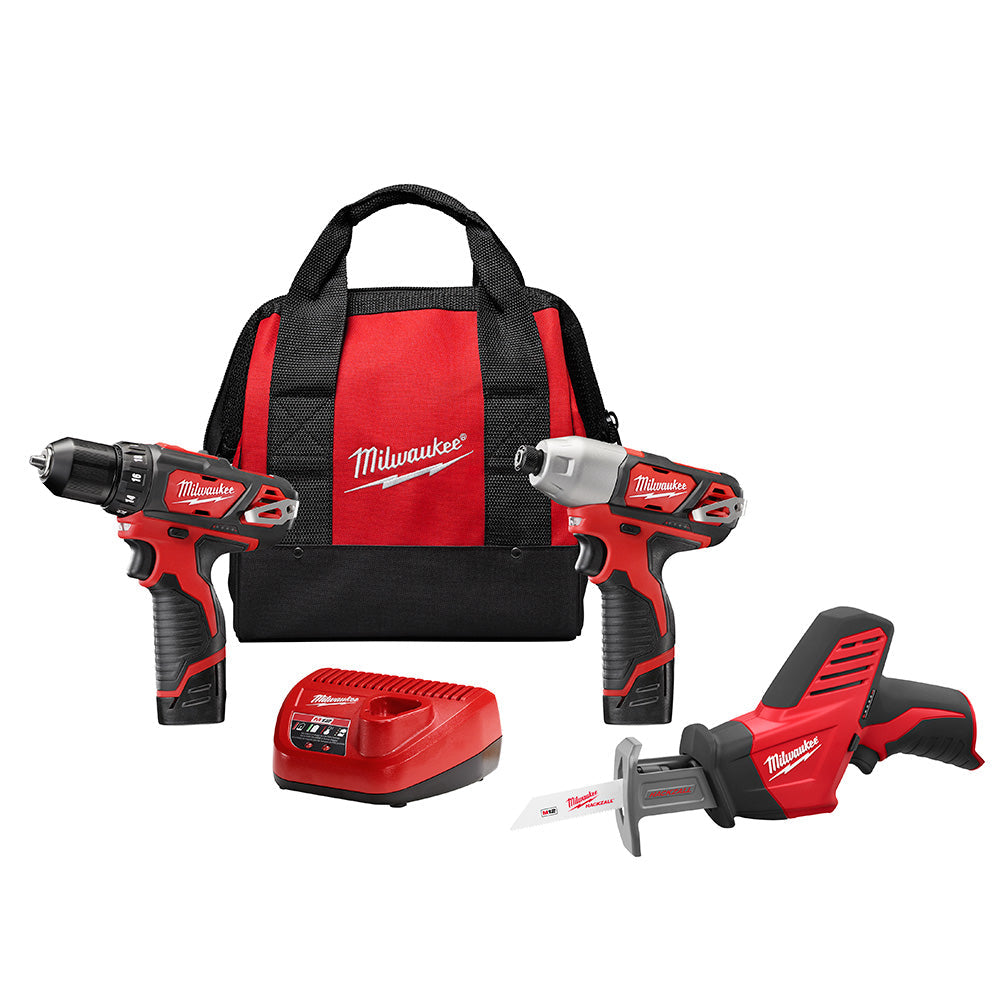 Milwaukee Electric M12 Combo Drl/Impactct/Hksaw - MLW-2498-23 | MFVCanada.com
