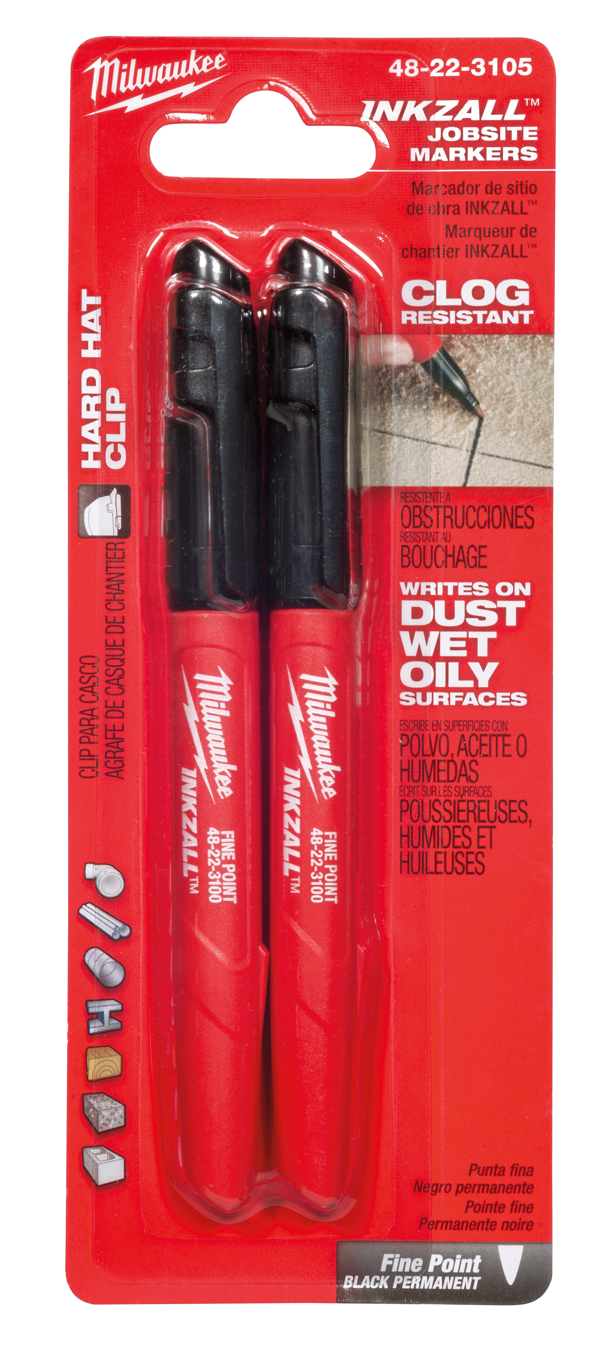 Milwaukee Electric 2Pk Fine Pt Black Inkzall Markers - 48-22-3105 - MLW-48-22-3105 | MFVCanada.com