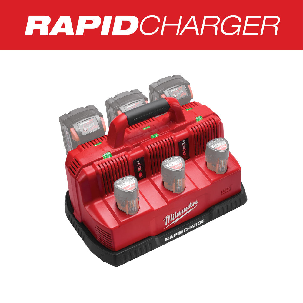 Milwaukee Electric M18 & M12 Rapid Sequential Charge Station, Accepts Up To (3) M18 & (3) M12 Battery Packs, Charges (3) Same-Voltage Batteries Simultaneously - MLW-48-59-1807 | MFVCanada.com