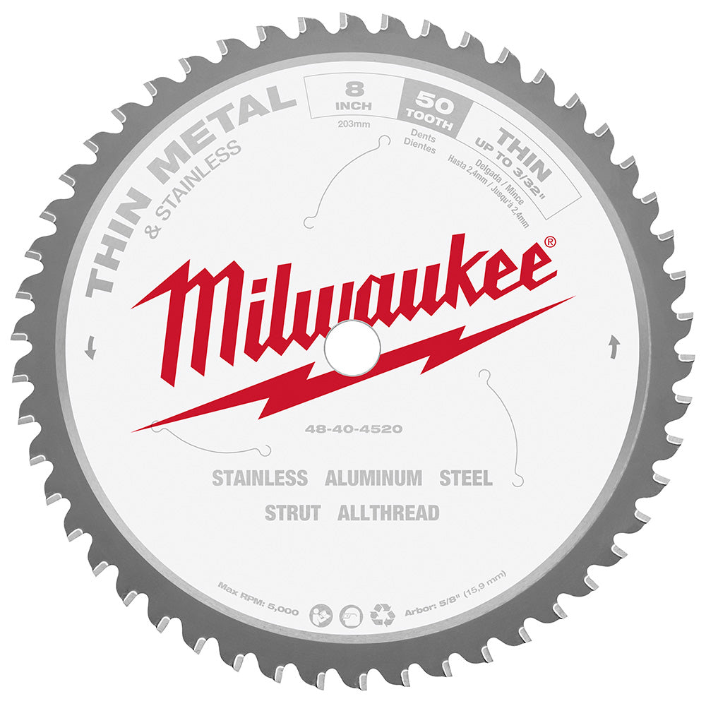 Milwaukee Electric 8" 50T Ferrs/Noferrs Bld 5/8" Arbr - MLW-48-40-4520 | MFVCanada.com