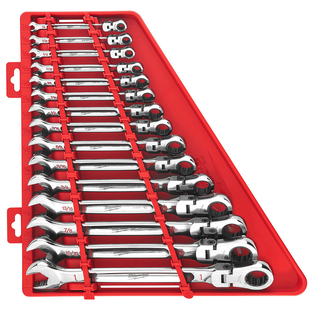 Milwaukee Electric 15-Pc Sae Flex Head Ratcheting Combination Wrench Set, 1/4"-1" - MLW-48-22-9413 | MFVCanada.com
