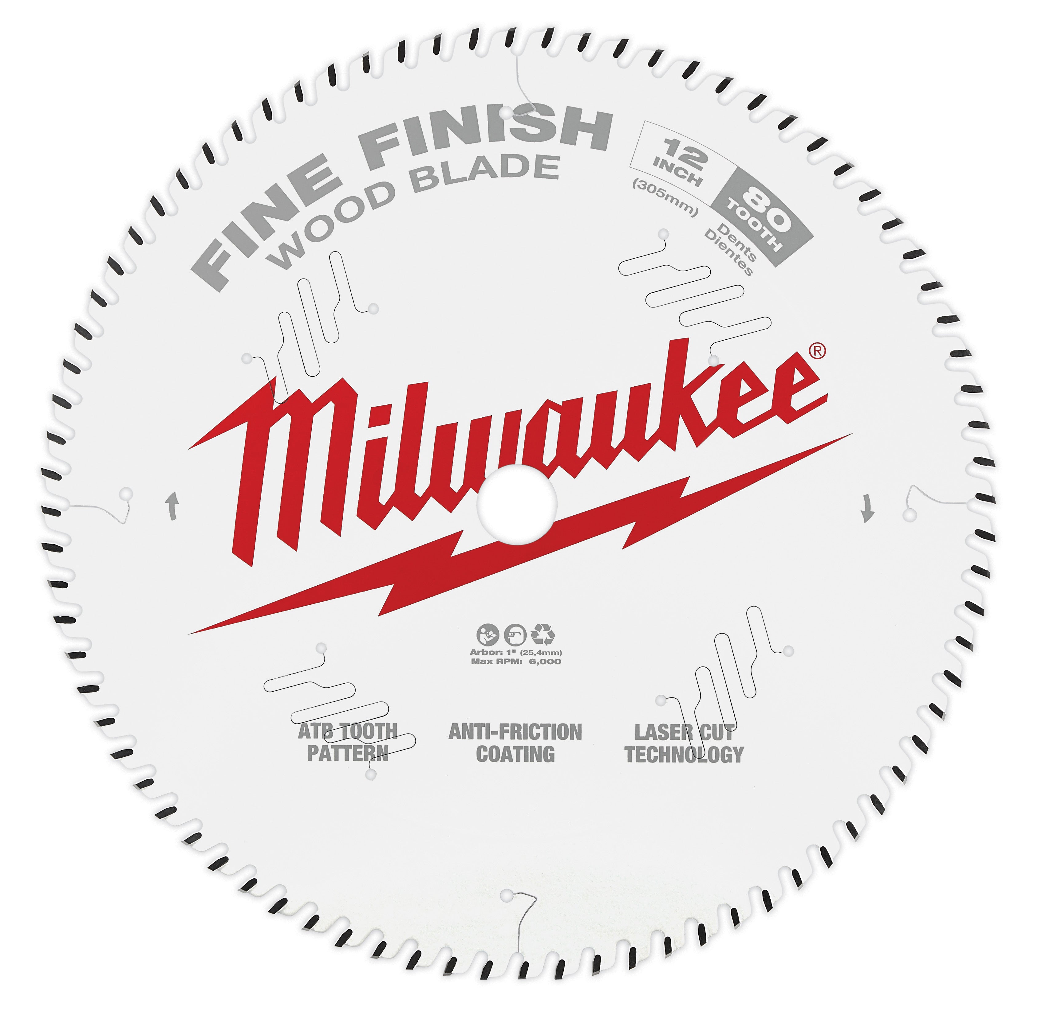 Milwaukee Electric 12" 80T Fine Finish Saw Blade - MLW-48-40-1224 | MFVCanada.com