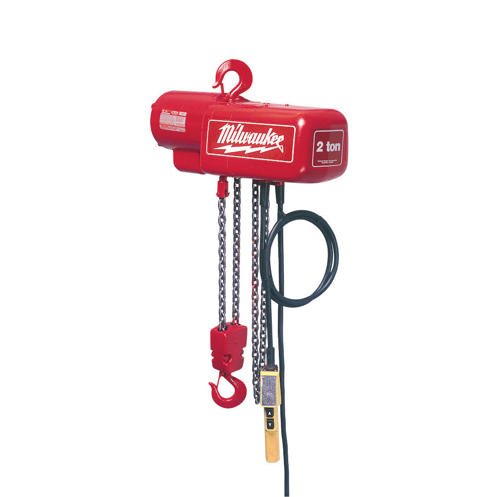 Milwaukee Electric 1 Ton 20 Foot Electric Chain Hoist, Single Chained, 115/230V, 1 Hp, Lifts 16 Ft/Min - MLW-9568 | MFVCanada.com
