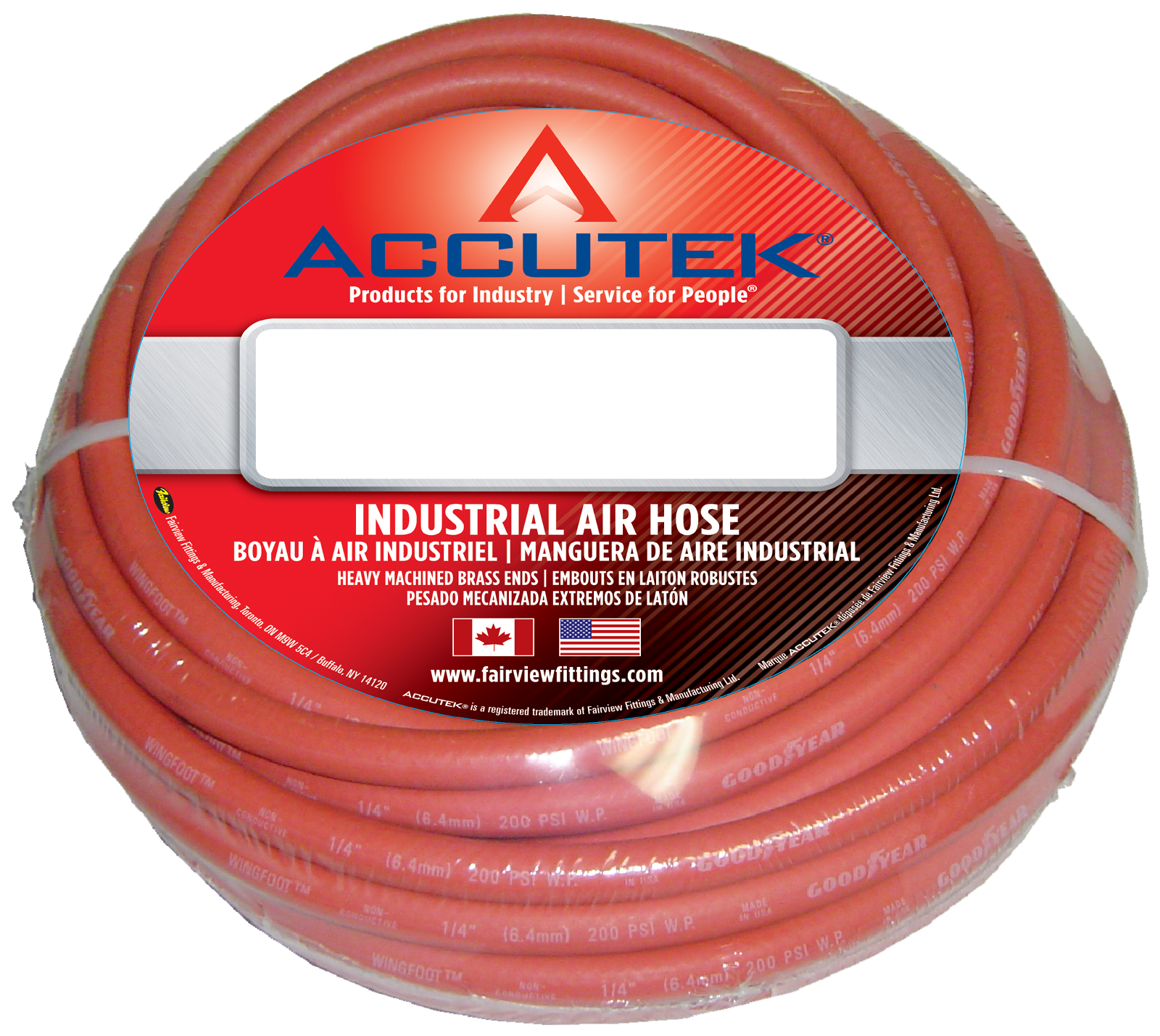 Fairview 3/8 ID Rubber Assy;200PSI;1/4MPTx50ft RW6RED-50B | RogueFuel.ca