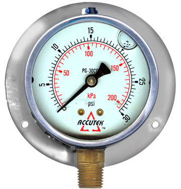 Fairview 0-30 Liquid Gauge;4Face;1/4MPT Stem;w/Flange PG-30SGRF | RogueFuel.ca