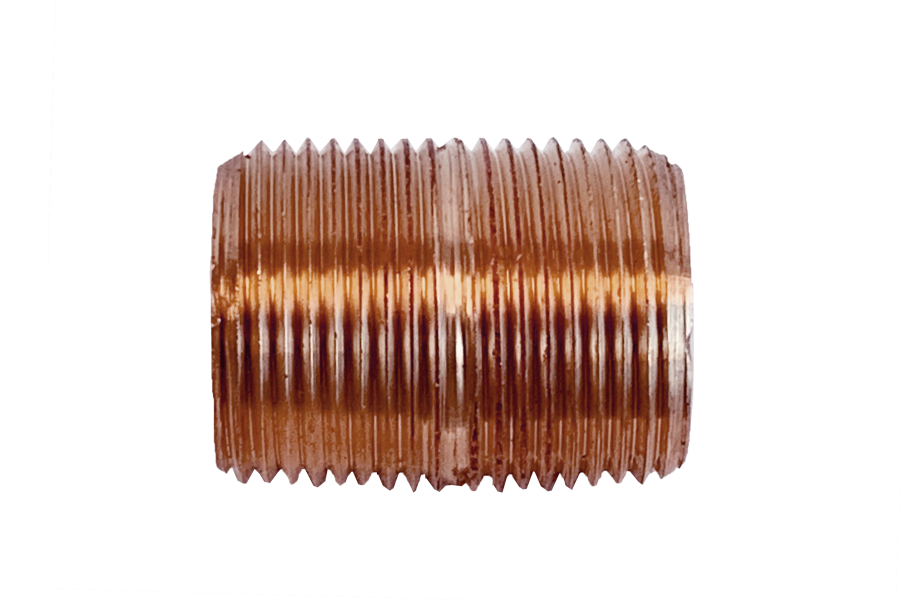 Fairview Red Brass Close Nipple;1/2 MPT 112RED-D | RogueFuel.ca